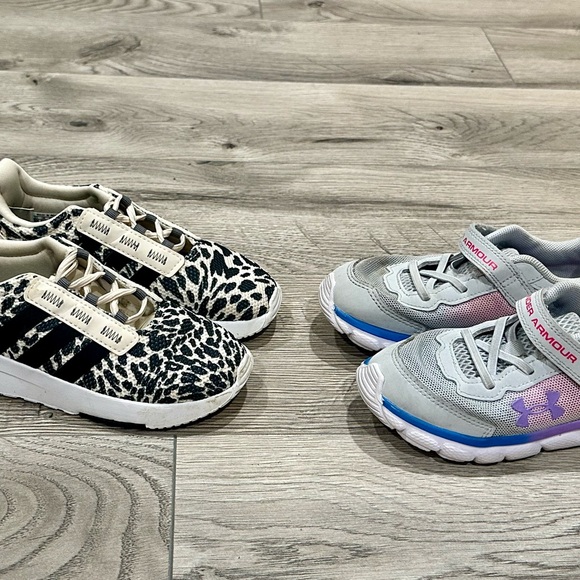 Under Armour Gray and Purple Kids Sneakers - Picture 1 of 11